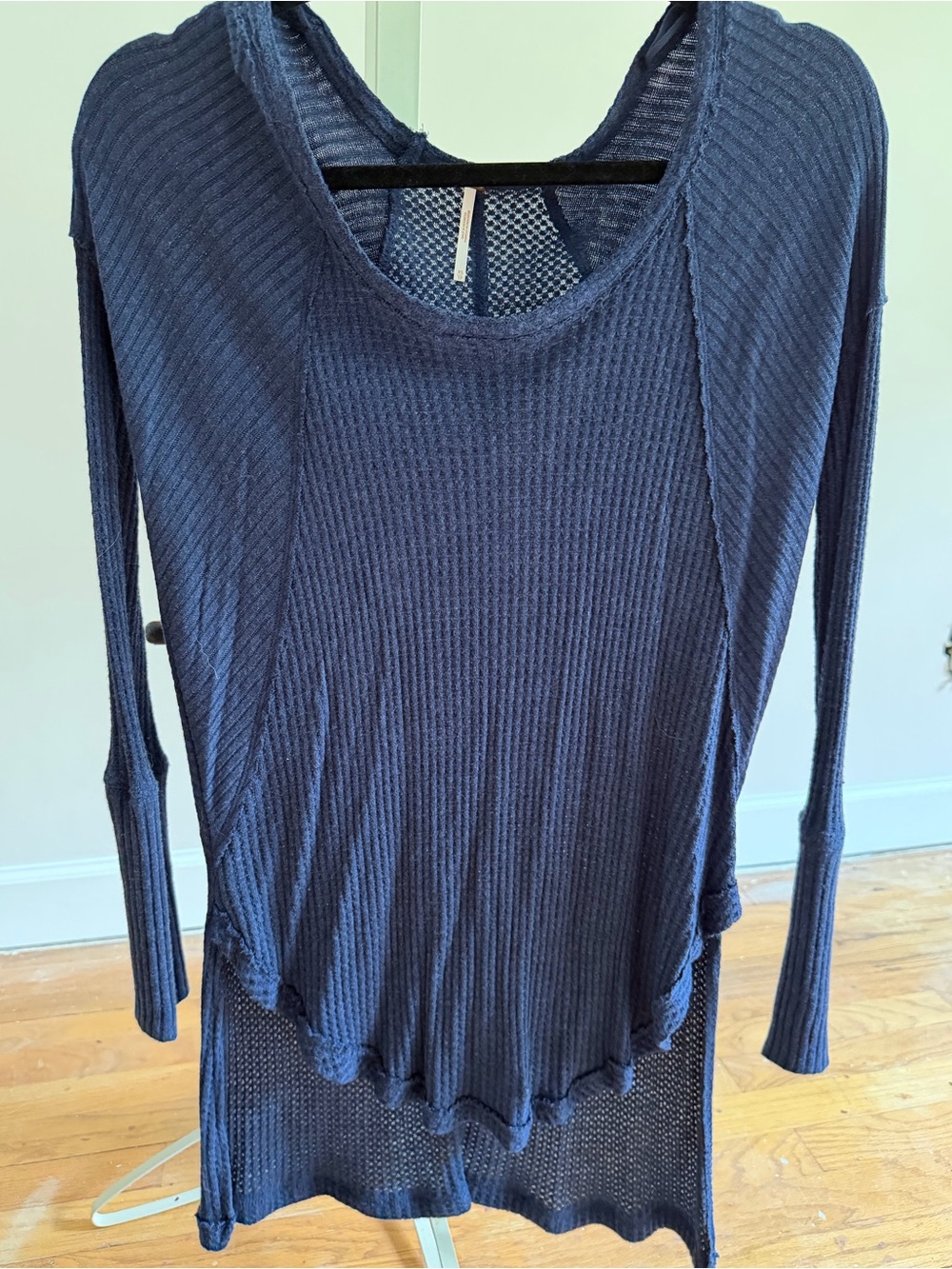 Free People Navy Ribbed Long-Sleeve Tunic